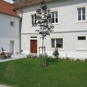 Wohnhaus mit glatter weißer Fassade und Holzelementen